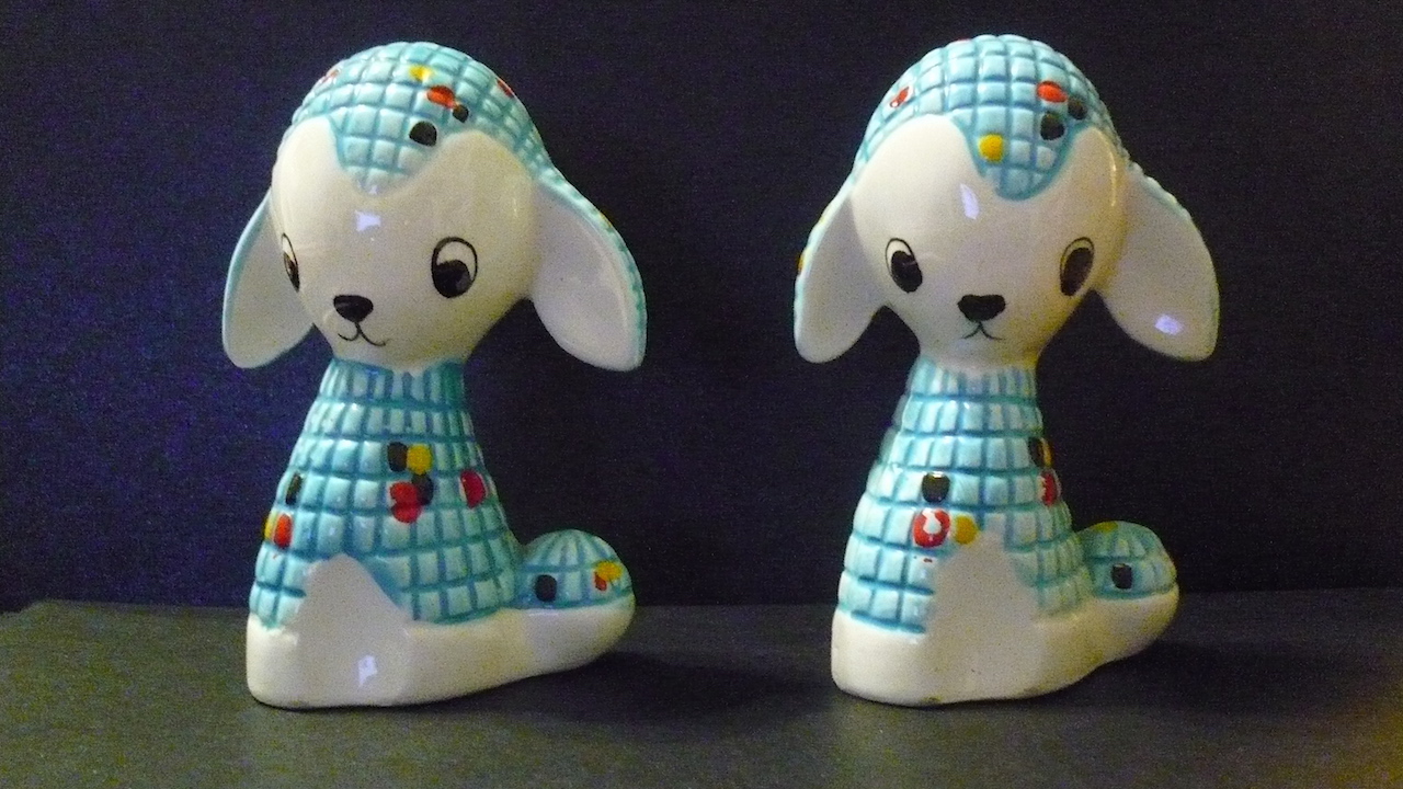 Vintage sheep salt and pepper shakers