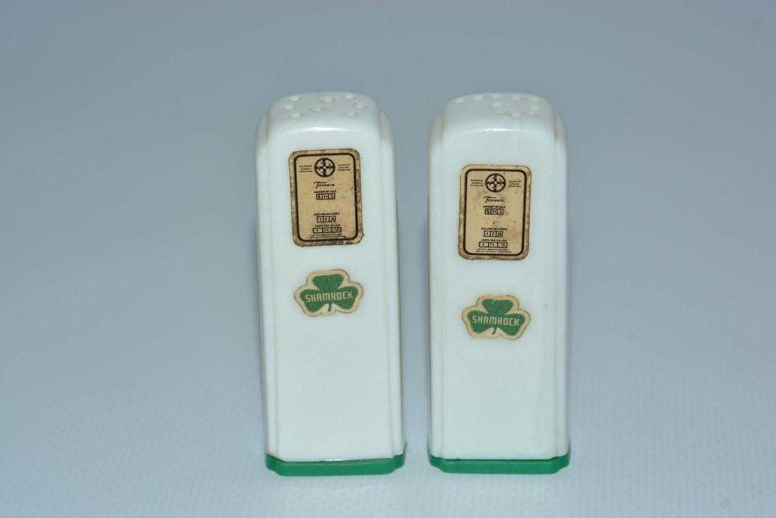 Plastic advertising gas pumps salt and pepper shakers - Shamrock