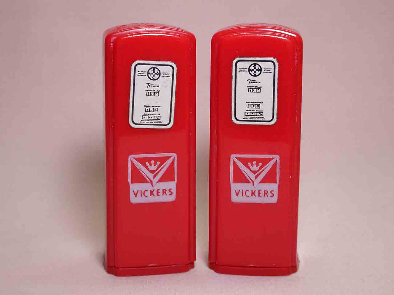 Plastic advertising gas pumps salt and pepper shakers - Vickers