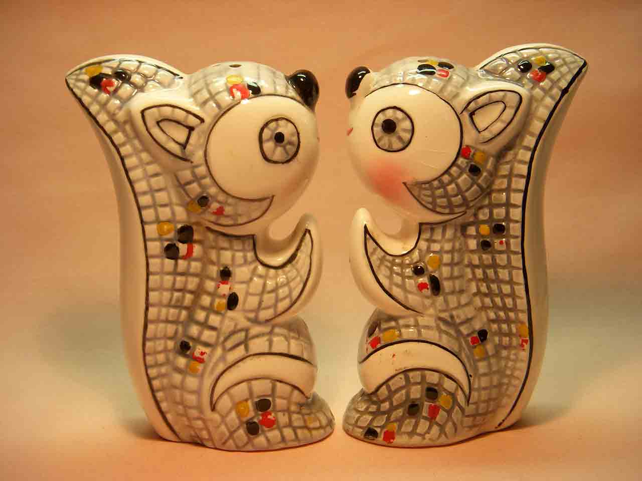 Mosaic squirrels salt and pepper shakers