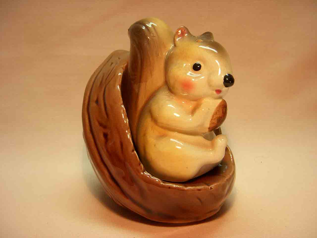 Squirrel in nut salt and pepper shakers