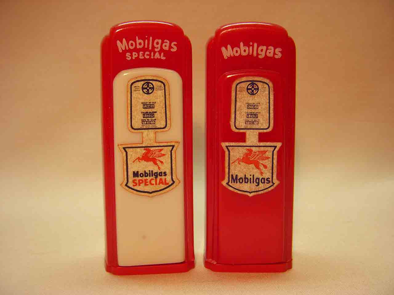 Plastic advertising gas pumps salt and pepper shakers - Mobil