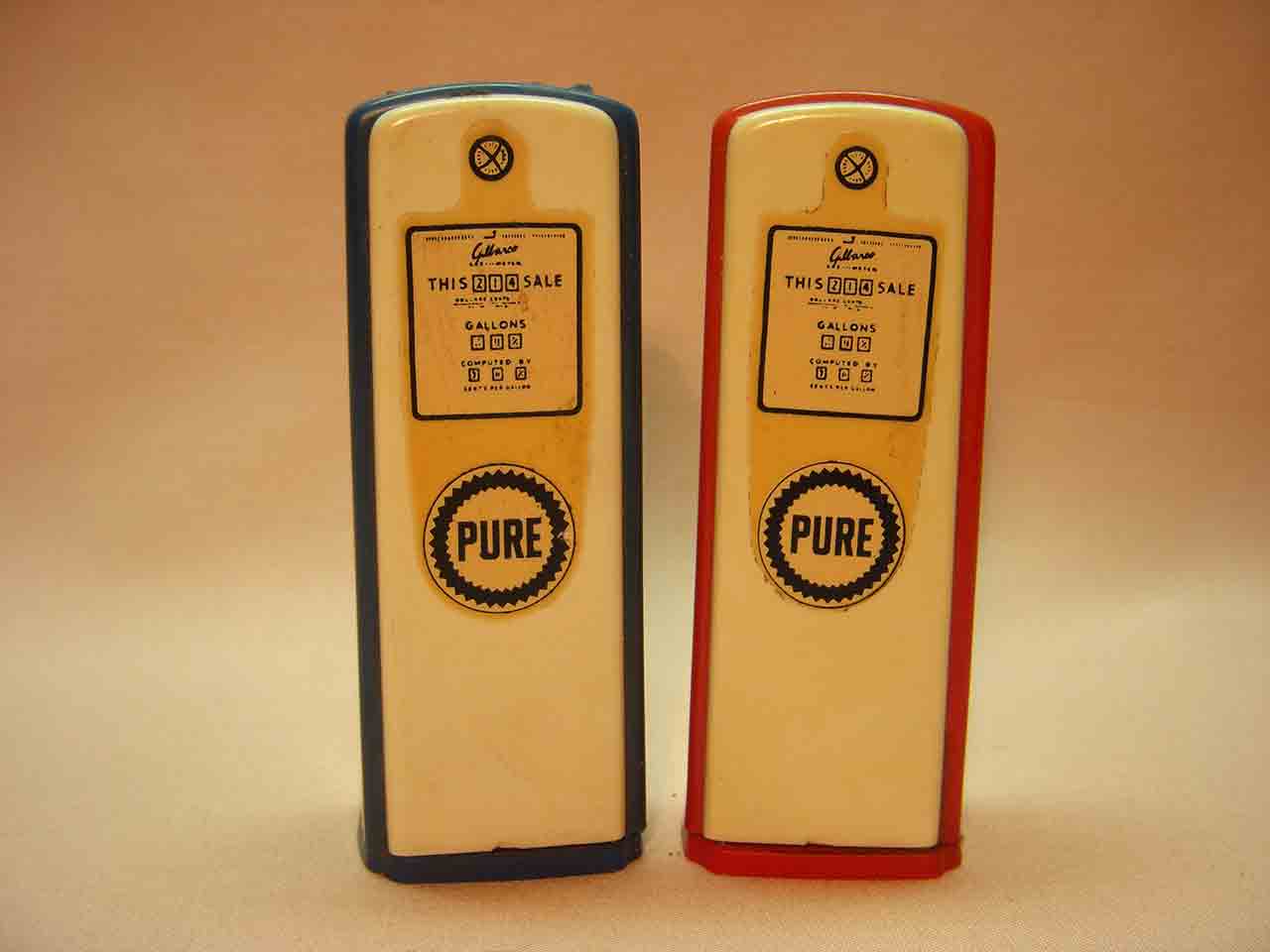 Plastic advertising gas pumps salt and pepper shakers - Pure