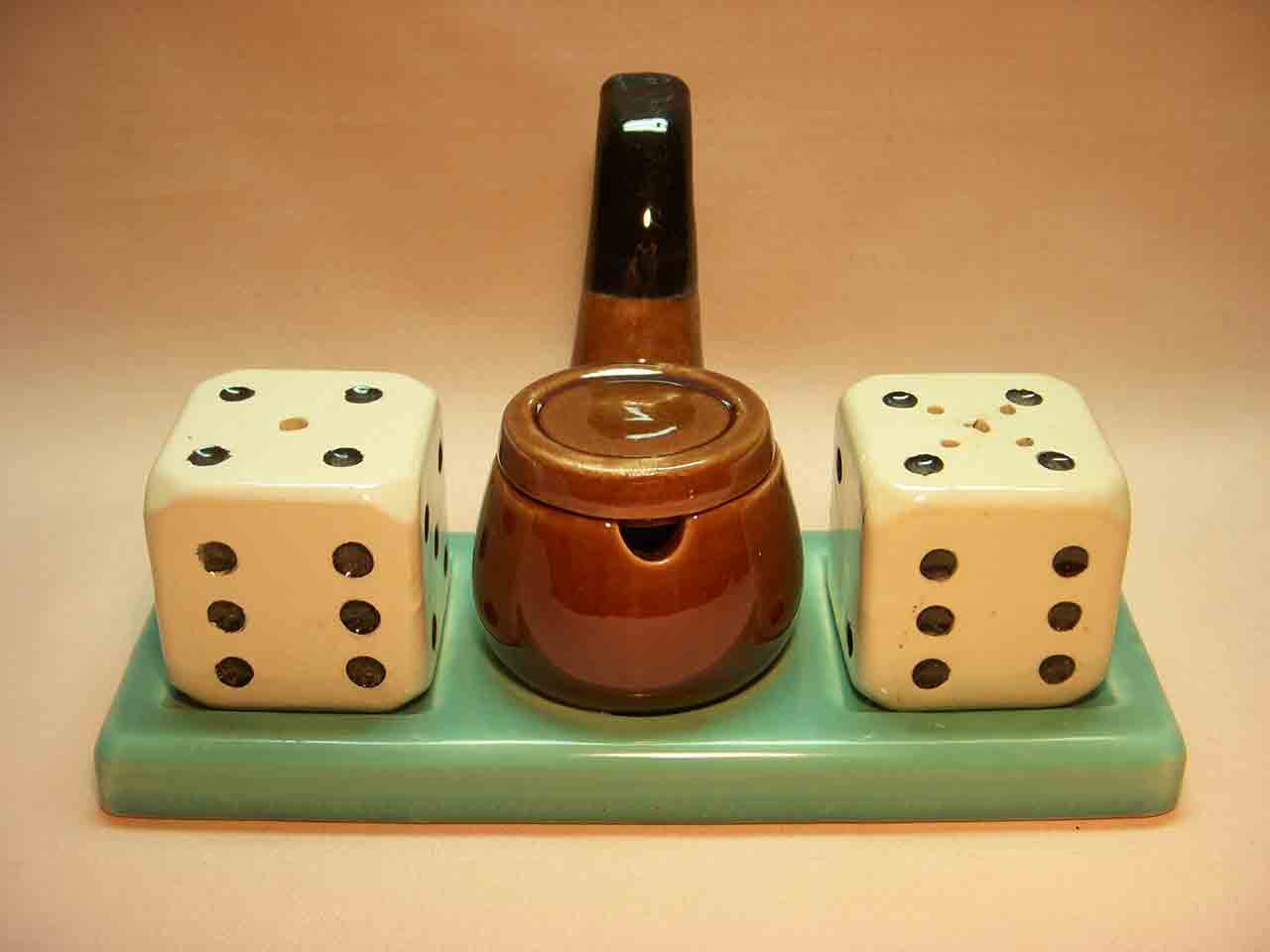 Pipe and dice condiment set salt and pepper shaker